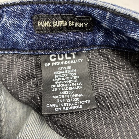Cult Of Individuality Men's 38 Punk‎ Super Skinny Stretch Destroyed Denim Jeans - Picture 6 of 9